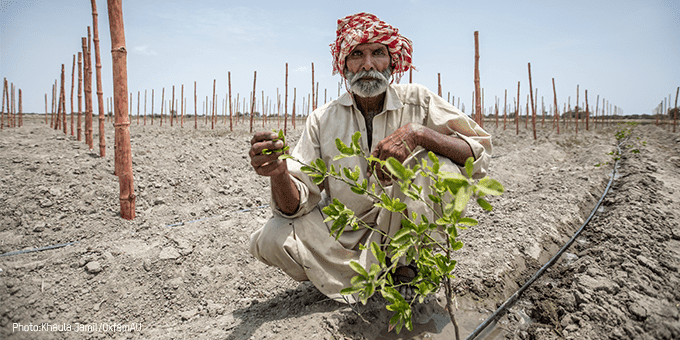 Man holding plant
