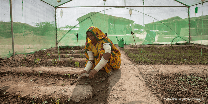 Woman in home garden