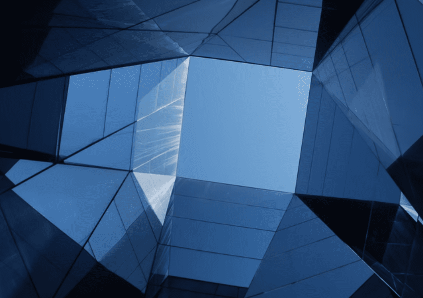 Blue tinted close-up of building