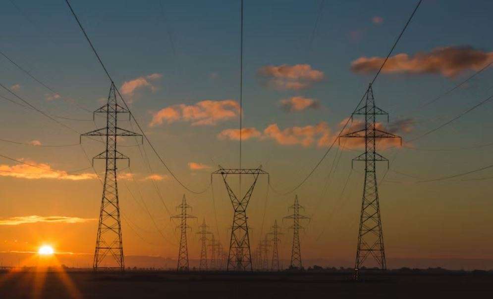 Sunset with power poles