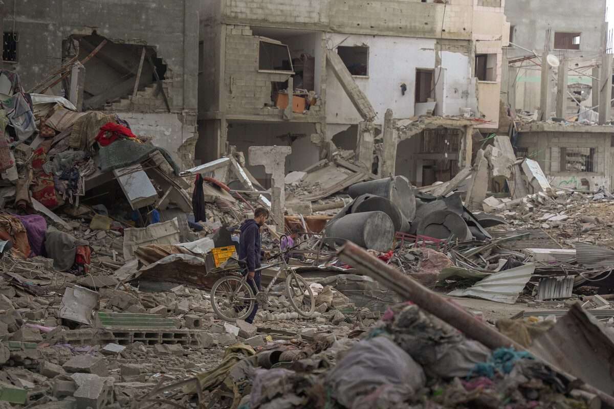 Man in ruins in Gaza