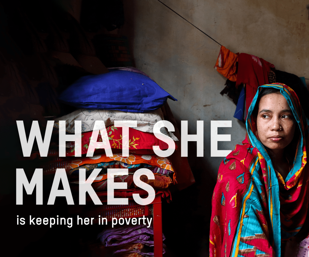 What she makes is keeping her in poverty banner