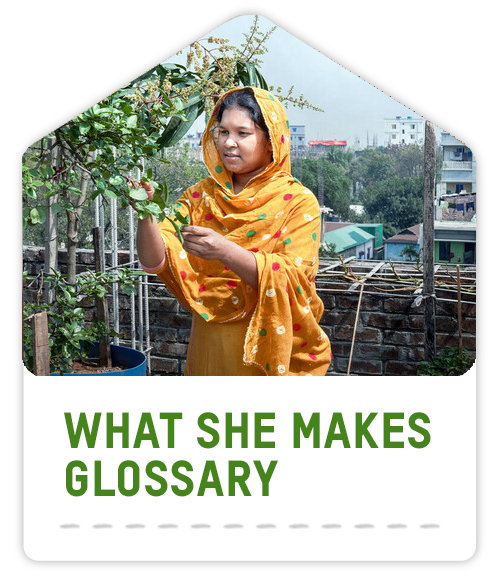 What she makes glossary