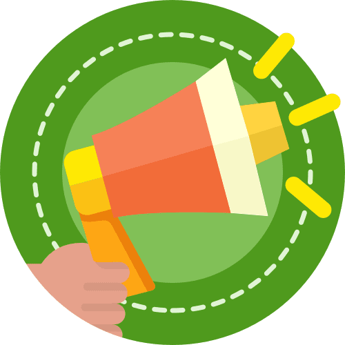 megaphone icon with green circular background