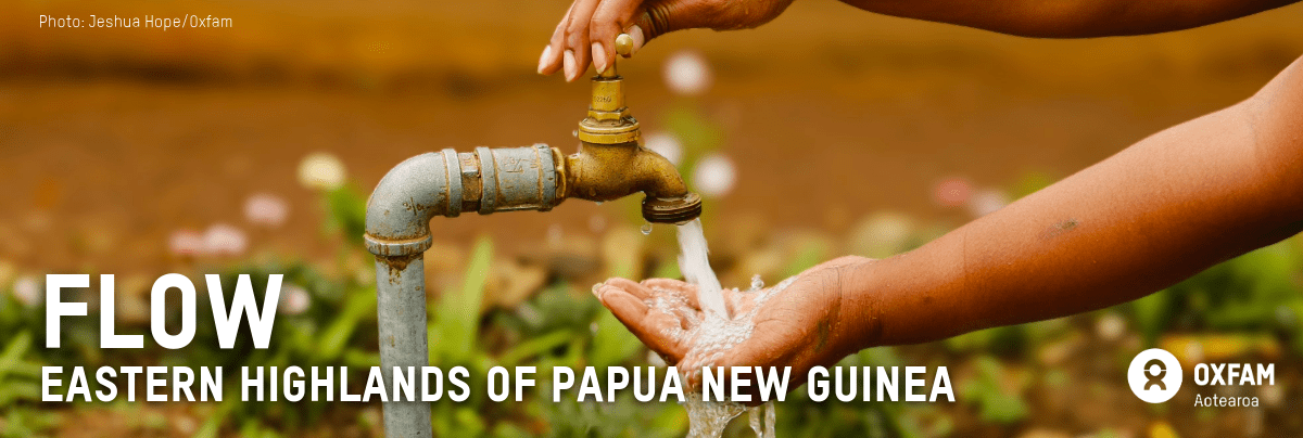 FLOW banner with text, eastern highlands of Papua New Guinea