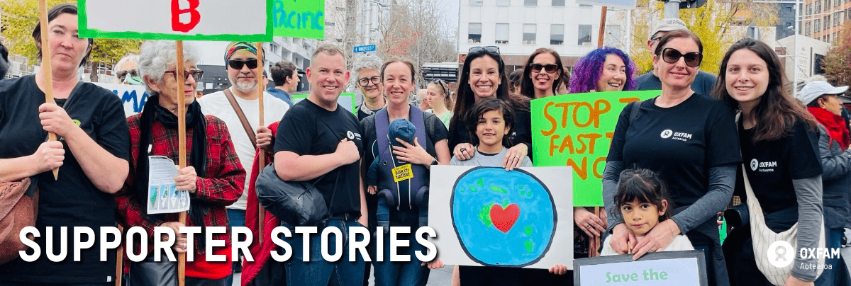 Oxfam Aotearoa staff and supporters at Auckland protest