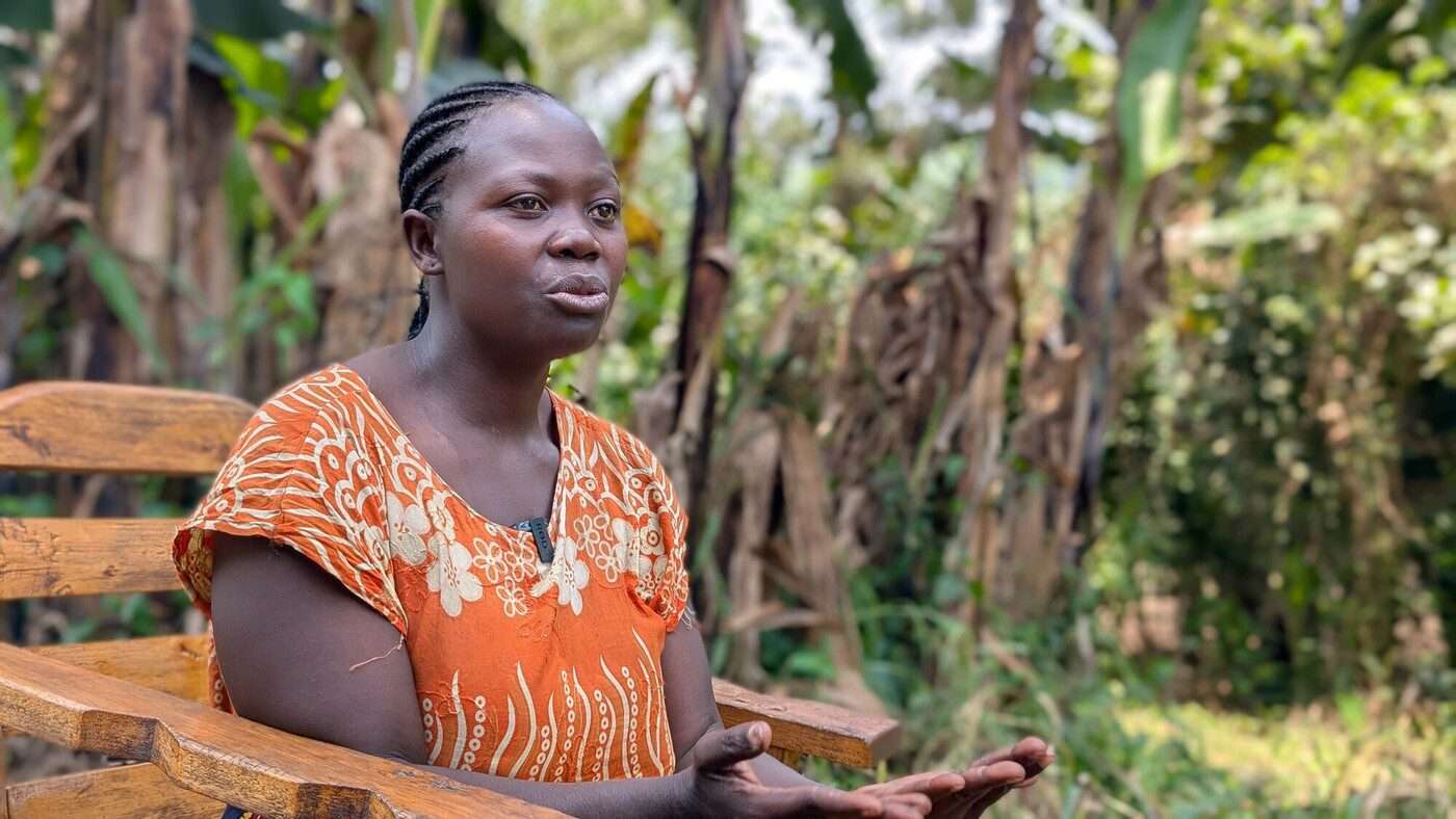 lady speaking to camera in forestry