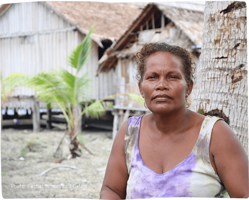 lady (Joyce) in front of houses